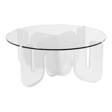 BEND Wave Table White Clear Glass Top