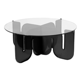 BEND Wave Table Black Clear Glass Top