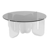 BEND Wave Table White Smoke Glass Top